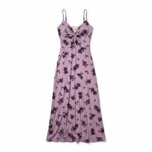 Purple Black Floral Grunge Whimsigoth Dress | Size M | Vintage Gothic Boho